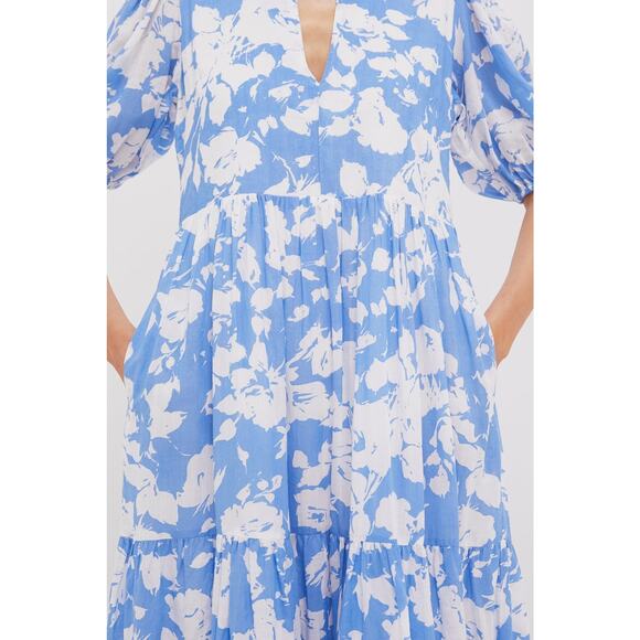 HYACINTH HOUSE Blue and White Floral Cisco Maxi Dress Size M NWT - Picture 6 of 8